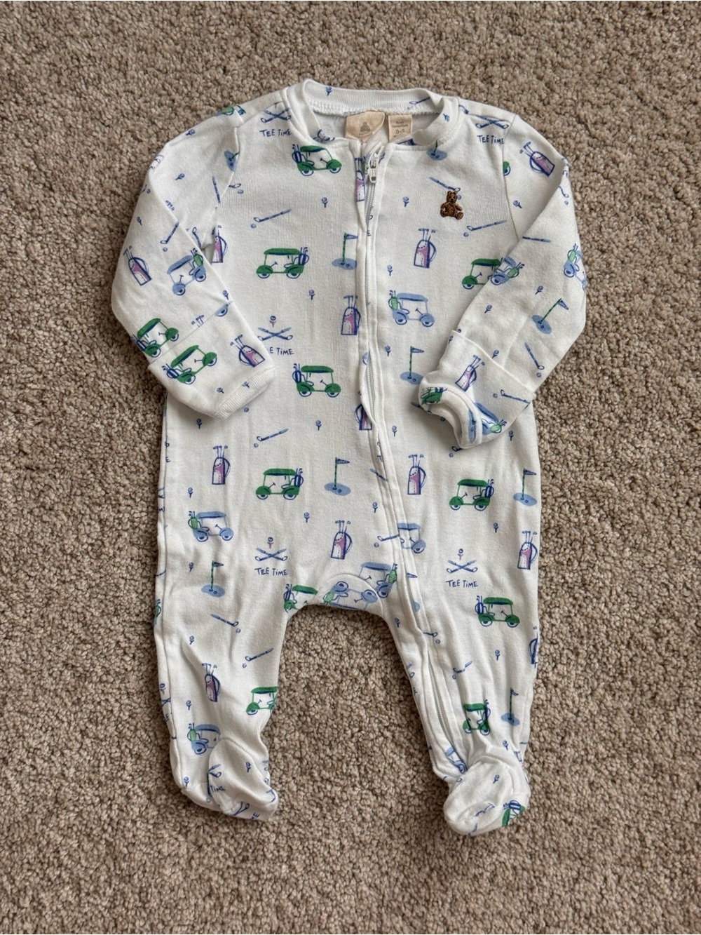 GAP White Footed One-Piece with Green & Blue Golf Print